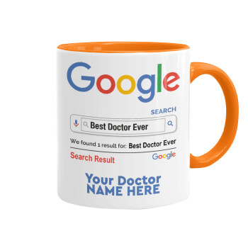 Searching for Best Doctor Ever..., Κούπα χρωματιστή πορτοκαλί, κεραμική, 330ml