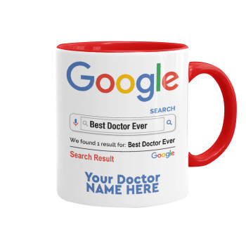 Searching for Best Doctor Ever..., Κούπα χρωματιστή κόκκινη, κεραμική, 330ml
