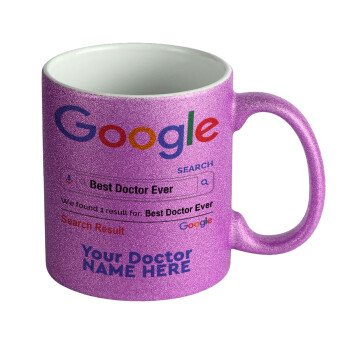 Searching for Best Doctor Ever..., Κούπα Μωβ Glitter που γυαλίζει, κεραμική, 330ml