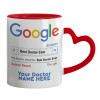 Mug heart red handle, ceramic, 330ml