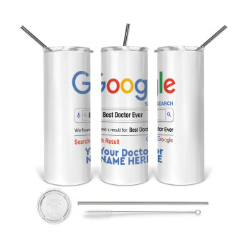 Searching for Best Doctor Ever..., Tumbler stainless steel 600ml, with metal straw & cleaning brush