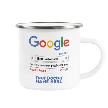 Searching for Best Doctor Ever..., Metallic enamel cup white 360ml