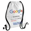 Backpack pouch GYMBAG white, with pocket (40x48cm) & thick cords