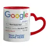 Mug heart red handle, ceramic, 330ml