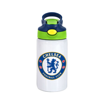 FC Chelsea, Παιδικό παγούρι θερμό, ανοξείδωτο, με καλαμάκι ασφαλείας, πράσινο/μπλε (350ml)
