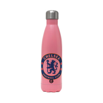 FC Chelsea, Μεταλλικό παγούρι θερμός Ροζ Ματ (Stainless steel), διπλού τοιχώματος, 500ml