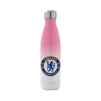 FC Chelsea, Metal mug thermos Pink/White (Stainless steel), double wall, 500ml
