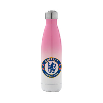 FC Chelsea, Μεταλλικό παγούρι θερμός Ροζ/Λευκό (Stainless steel), διπλού τοιχώματος, 500ml