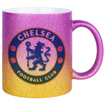 FC Chelsea, Κούπα Χρυσή/Ροζ Glitter, κεραμική, 330ml