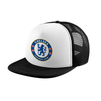 FC Chelsea, Καπέλο παιδικό Soft Trucker με Δίχτυ ΜΑΥΡΟ/ΛΕΥΚΟ (POLYESTER, ΠΑΙΔΙΚΟ, ONE SIZE)