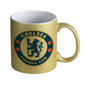 FC Chelsea, Κούπα Χρυσή Glitter που γυαλίζει, κεραμική, 330ml