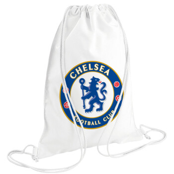 FC Chelsea, Τσάντα πλάτης πουγκί GYMBAG λευκή (28x40cm)