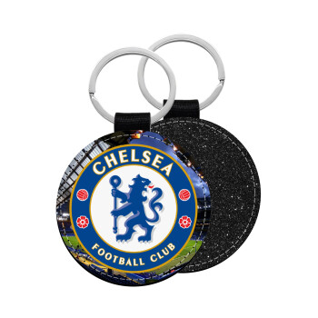 FC Chelsea, Μπρελόκ Δερματίνη, στρογγυλό ΜΑΥΡΟ (5cm)