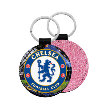 FC Chelsea, Μπρελόκ Δερματίνη, στρογγυλό ΡΟΖ (5cm)