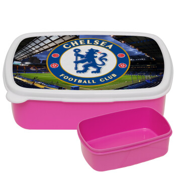 FC Chelsea, ΡΟΖ παιδικό δοχείο φαγητού (lunchbox) πλαστικό (BPA-FREE) Lunch Βox M18 x Π13 x Υ6cm