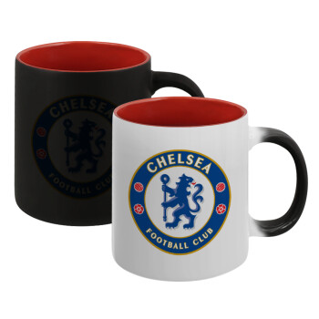 FC Chelsea, Κούπα Μαγική εσωτερικό κόκκινο, κεραμική, 330ml που αλλάζει χρώμα με το ζεστό ρόφημα (1 τεμάχιο)