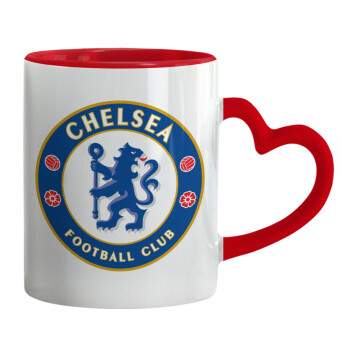 FC Chelsea, Mug heart red handle, ceramic, 330ml