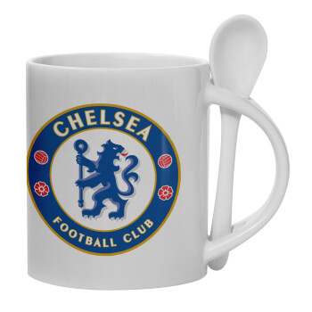 FC Chelsea, Ceramic coffee mug with Spoon, 330ml (1pcs)