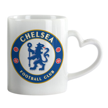FC Chelsea, Κούπα καρδιά χερούλι λευκή, κεραμική, 330ml