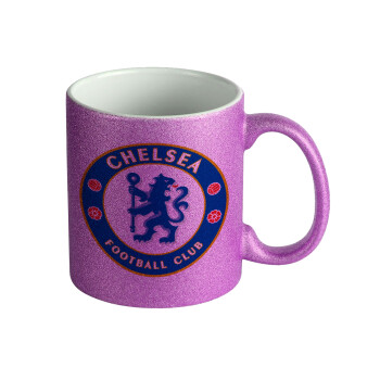 FC Chelsea, Κούπα Μωβ Glitter που γυαλίζει, κεραμική, 330ml