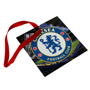 FC Chelsea, Χριστουγεννιάτικο στολίδι γυάλινο τετράγωνο 9x9cm