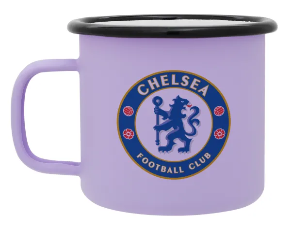 FC Chelsea — Metal enamel mug, matte light pastel purple, 360ml