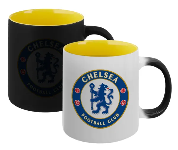 FC Chelsea — Κούπα Μαγική εσωτερικό κίτρινη, κεραμική 330ml που αλλάζει χρώμα με το ζεστό ρόφημα