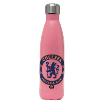 FC Chelsea, Μεταλλικό παγούρι θερμός Ροζ Ματ (Stainless steel), διπλού τοιχώματος, 500ml