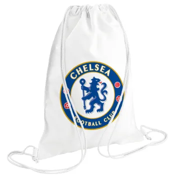 FC Chelsea, Τσάντα πλάτης πουγκί GYMBAG λευκή (28x40cm)