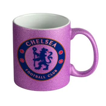 FC Chelsea, Κούπα Μωβ Glitter που γυαλίζει, κεραμική, 330ml