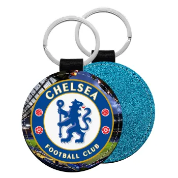 FC Chelsea, Μπρελόκ Δερματίνη, στρογγυλό ΜΠΛΕ (5cm)