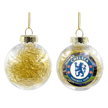 FC Chelsea, Transparent Christmas tree ball ornament with gold filling 8cm