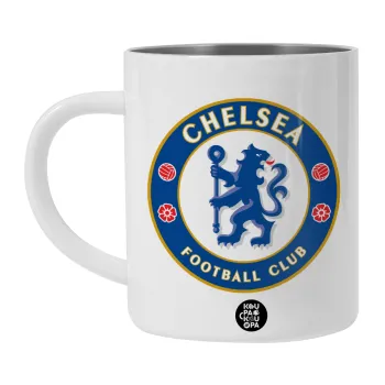 FC Chelsea, BIG Mug Stainless steel double wall (450ml, White)