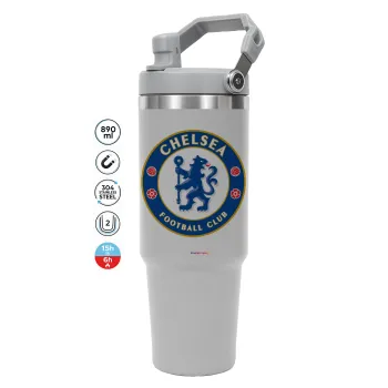 FC Chelsea, ΓΚΡΙ χρώματος Θερμός Ανοξείδωτο 890ml (30oz) με χερούλι