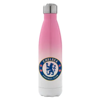 FC Chelsea, Μεταλλικό παγούρι θερμός Ροζ/Λευκό (Stainless steel), διπλού τοιχώματος, 500ml