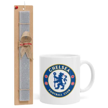 FC Chelsea, Easter Set, Ceramic Cup (330ml) & Easter aromatic flat candle (30cm) (GRAY)