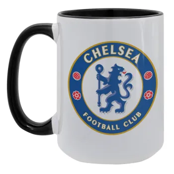 FC Chelsea, Κούπα Mega 15oz, κεραμική Μαύρη, 450ml