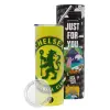 Neon Yellow Travel Tumbler, with metal straw (Stainless steel 304 Food grade, BPA free, 600ml)