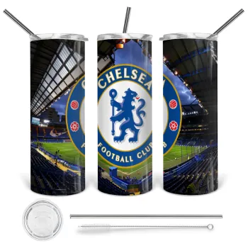 FC Chelsea, Tumbler stainless steel 600ml, with metal straw & cleaning brush