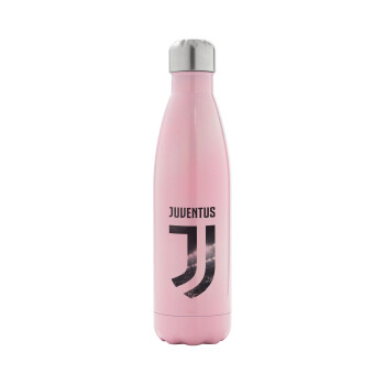 FC Juventus, Μεταλλικό παγούρι θερμός Ροζ Ιριδίζον (Stainless steel), διπλού τοιχώματος, 500ml