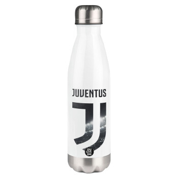 FC Juventus, Μεταλλικό παγούρι θερμός Λευκό (Stainless steel), διπλού τοιχώματος, 500ml