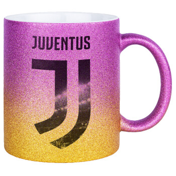 FC Juventus, Κούπα Χρυσή/Ροζ Glitter, κεραμική, 330ml
