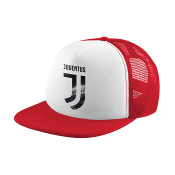 FC Juventus, Καπέλο παιδικό Soft Trucker με Δίχτυ ΚΟΚΚΙΝΟ/ΛΕΥΚΟ (POLYESTER, ΠΑΙΔΙΚΟ, ONE SIZE)