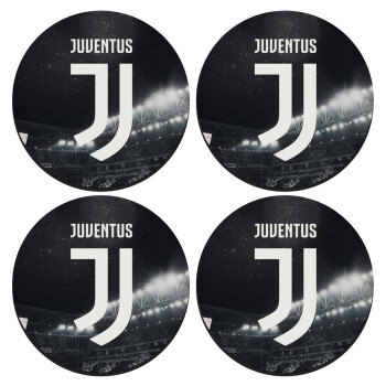 FC Juventus, ΣΕΤ 4 Σουβέρ ξύλινα στρογγυλά (9cm)