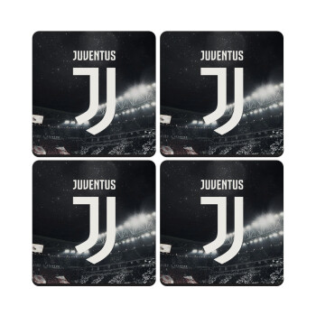 FC Juventus, ΣΕΤ 4 Σουβέρ ξύλινα τετράγωνα (9cm)