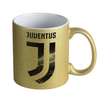 FC Juventus, Κούπα Χρυσή Glitter που γυαλίζει, κεραμική, 330ml