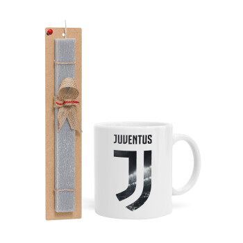 FC Juventus, Easter Set, Ceramic Cup (330ml) & Easter aromatic flat candle (30cm) (GRAY)
