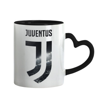FC Juventus, Mug heart black handle, ceramic, 330ml