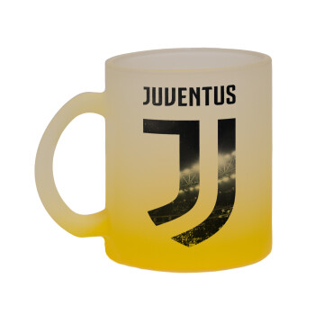 FC Juventus, Κούπα γυάλινη δίχρωμη με βάση το κίτρινο ματ, 330ml