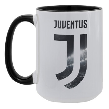 FC Juventus, Κούπα Mega 15oz, κεραμική Μαύρη, 450ml
